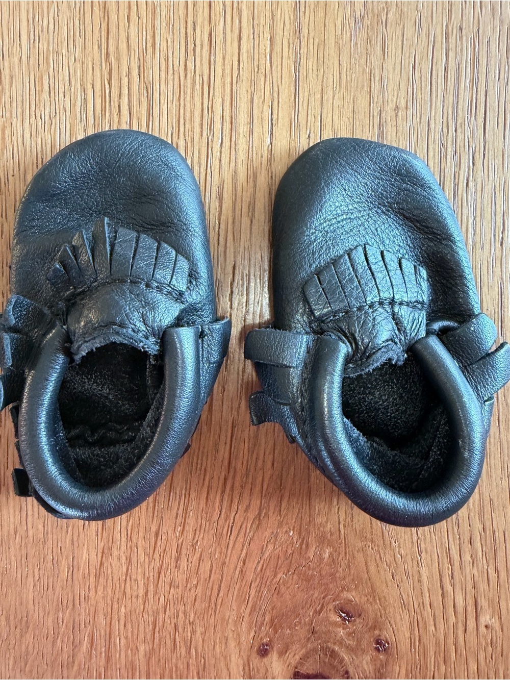 Freshly Picked Black Leather Baby Moccasins